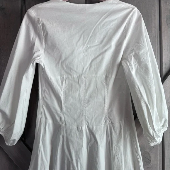 STAUD White Swell Dress Midi bustier corset Dress flowy cotton blend M - Picture 12 of 13